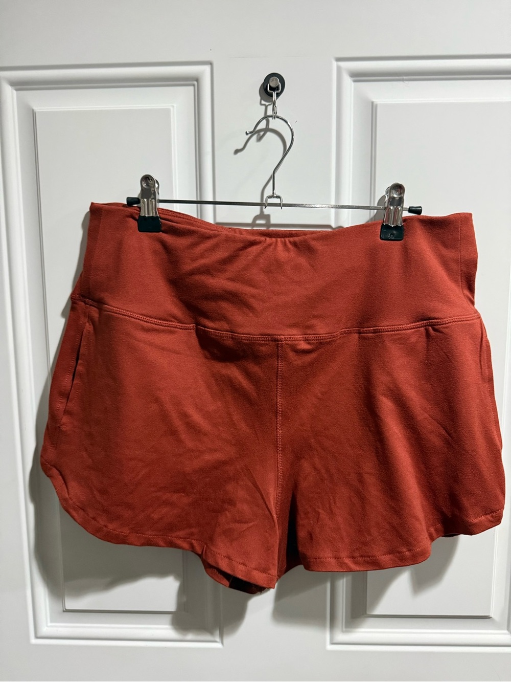 High-Waist Athletic Shorts in Rust Orange